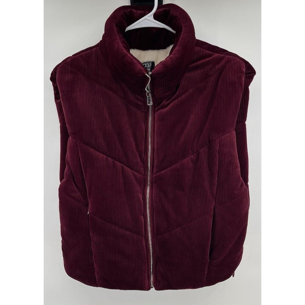 BBJ Burgundy Corduroy Fleece Zip Vest Super Soft Outdoor Active Warm NWOT Med